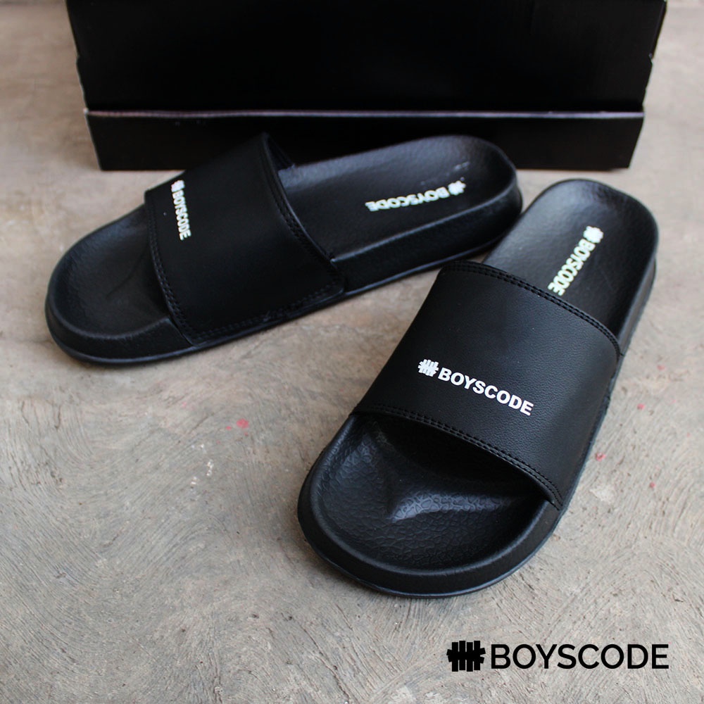 Sendal Slide Pria Distro Boyscode Mid Word Original Hitam / Slip On Pria / Sendal Selop