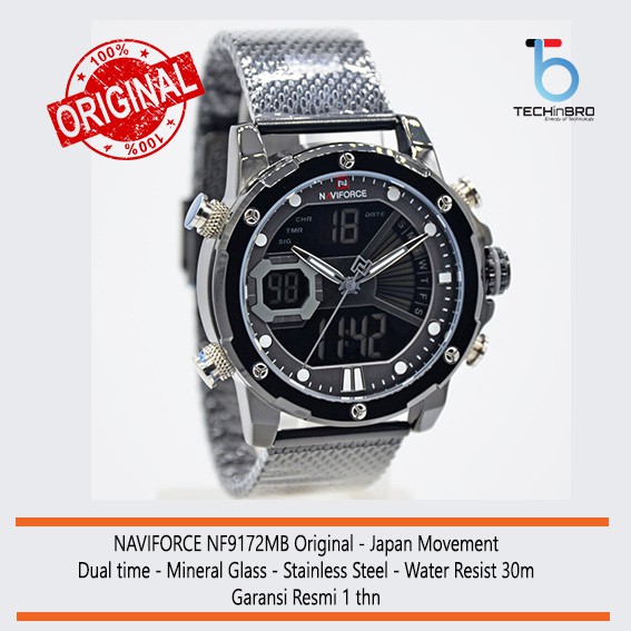 (PROMO) NAVIFORCE NF9172M ORIGINAL. FULL BLACK. STAINLESS STEEL. WATER RESIST. GARANSI. LIMITED