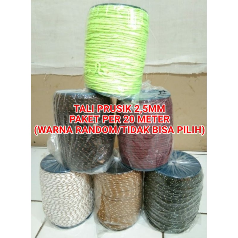 

Tali prusik 2 koma 5 mm paket per 20mtr murah - warna random sesuai stok