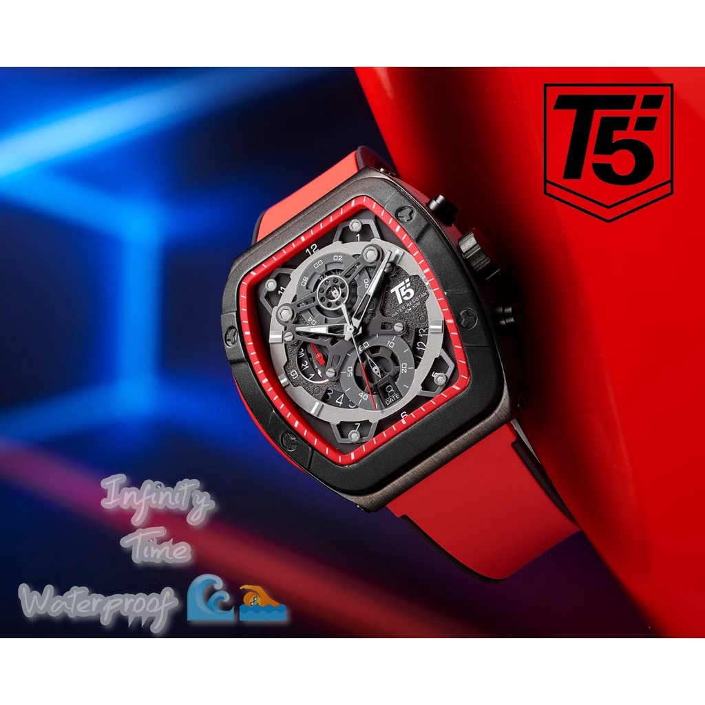 Jam Tangan Cowok T5 H3857G H3857 3857 Chrono dan Tanggal Aktif Strap Rubber Kualitas Original Waterp