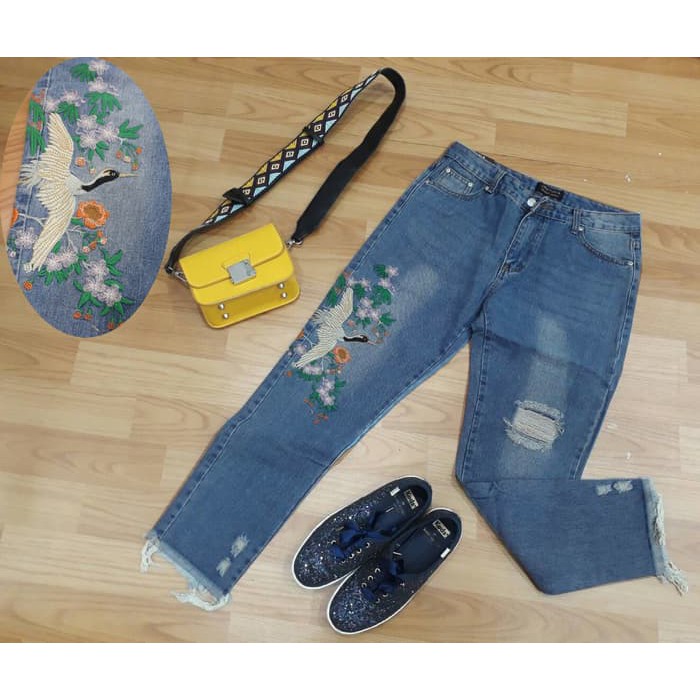 Pakaian Wanita Bigsize Jumbo Celana Import Bangkok Jeans Wash Size S,M,L,XL Kode BKK040