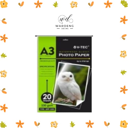 

V-TEC Glossy Photo Paper A4 TYPE GPP-9109/9110A/9111A/9115 WP/9116/3201