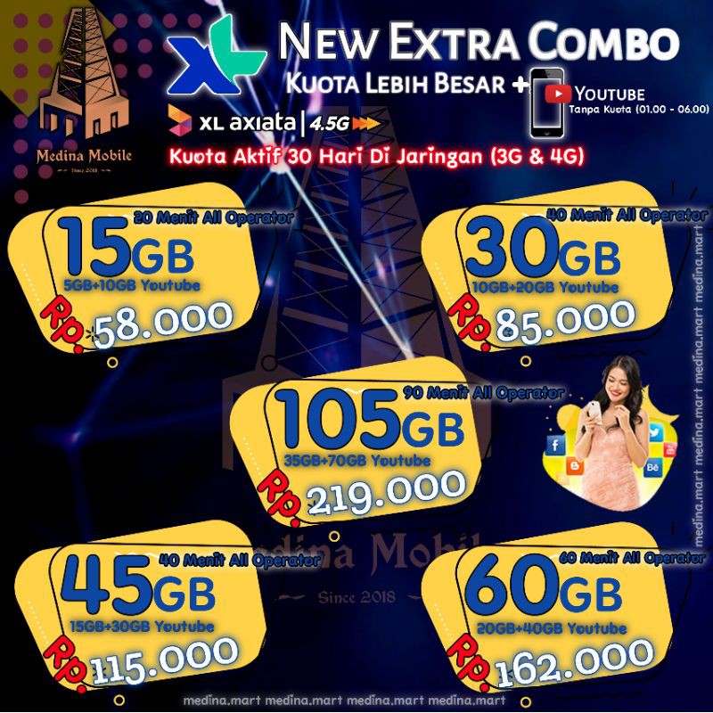INJECT KUOTA XL NEW XTRA COMBO MURAH