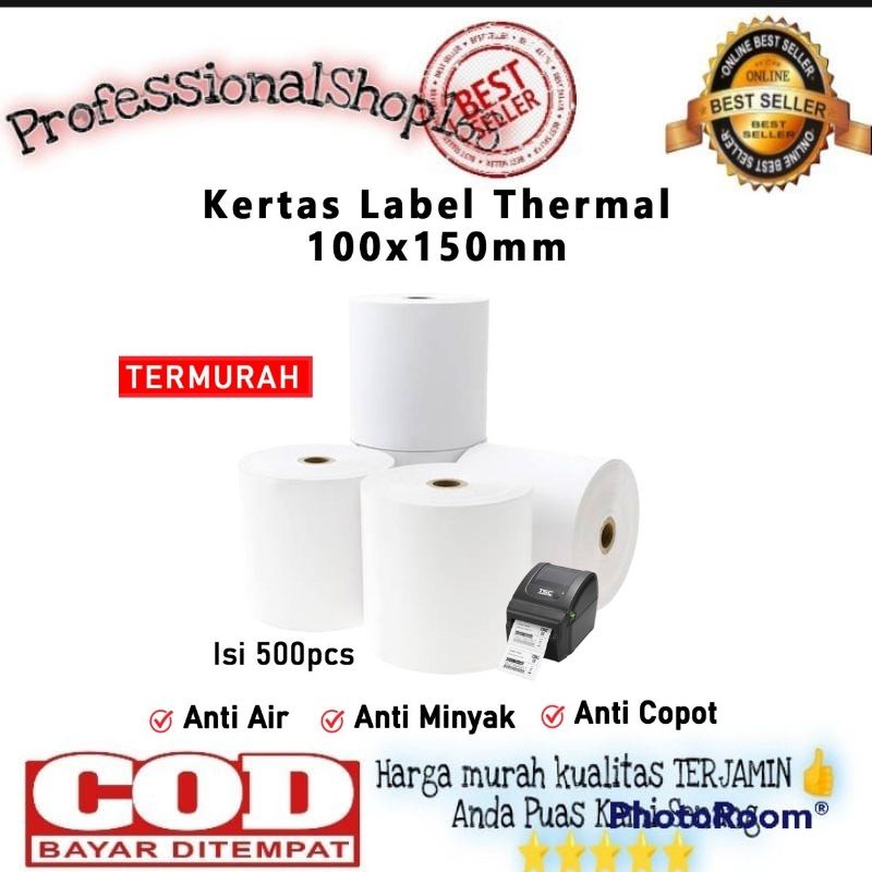 

PS - Sticker Kertas Thermal / Thermal Label 100 x 150 mm A6 1 roll 300 lembar 500 lembar anti copot lem rekat anti bakteri anti minyak