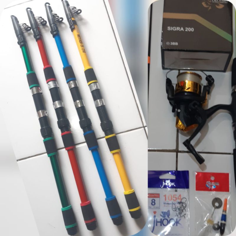 joran set antena Miyabi Japan style 210cm dan reel sigra/ Costa 200