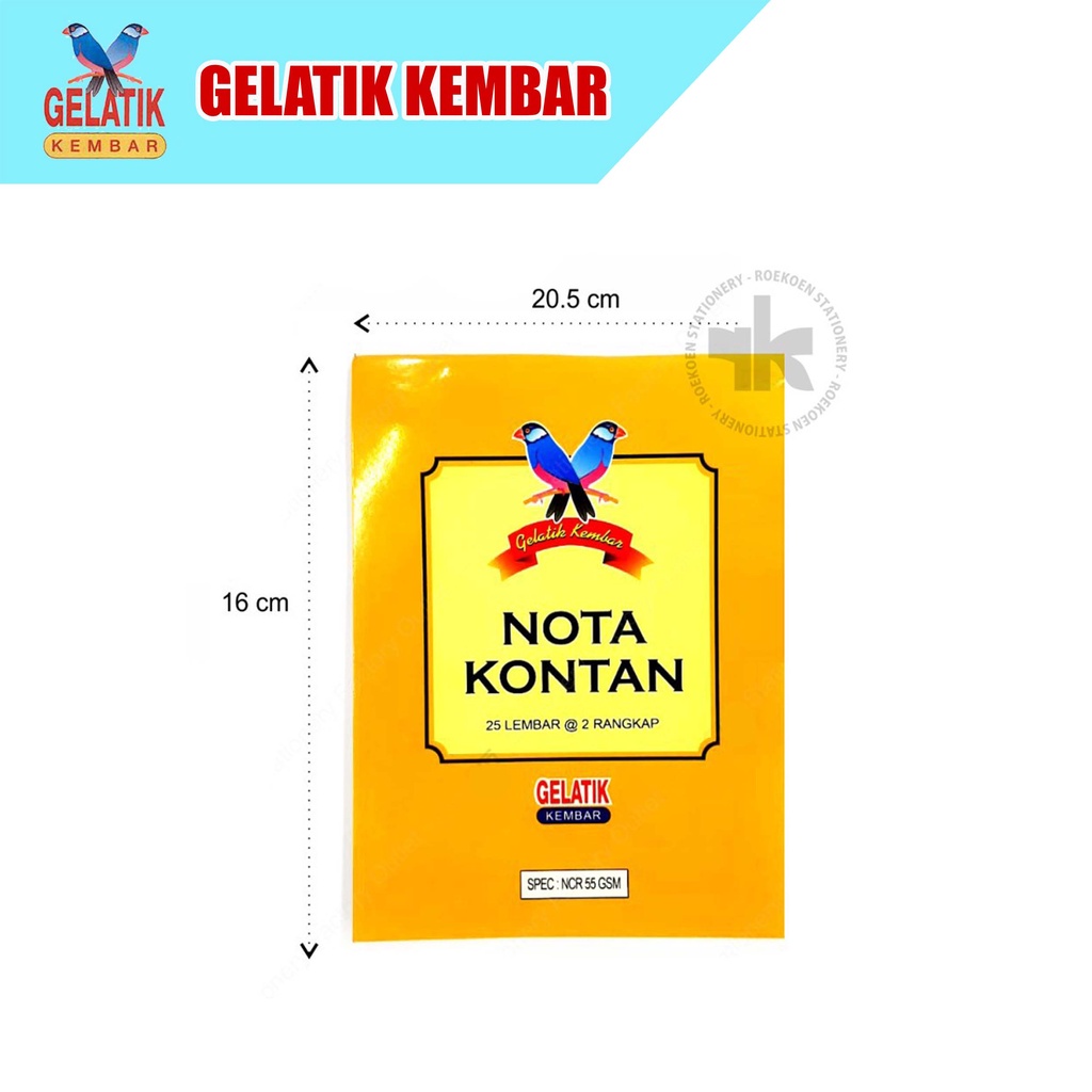 

Gelatik Kembar Nota Besar - B2 NCR 2Ply 55gsm 160x210mm (25 set)