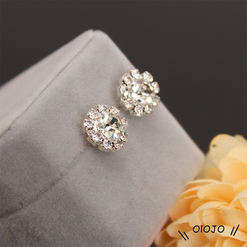 Stud Earrings Romantic Crystal Flower Earrings Perhiasan Pernyataan Untuk Wanita - ol