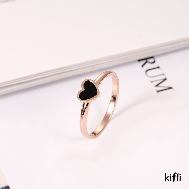 Cincin Bentuk Hati Bahan Titanium,Lapis Rose Gold Gaya Korea