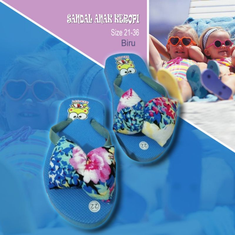 SANDAL JEPIT ANAK KARAKTER KEROPI BANTAL MINIMALIS SZ 21-25