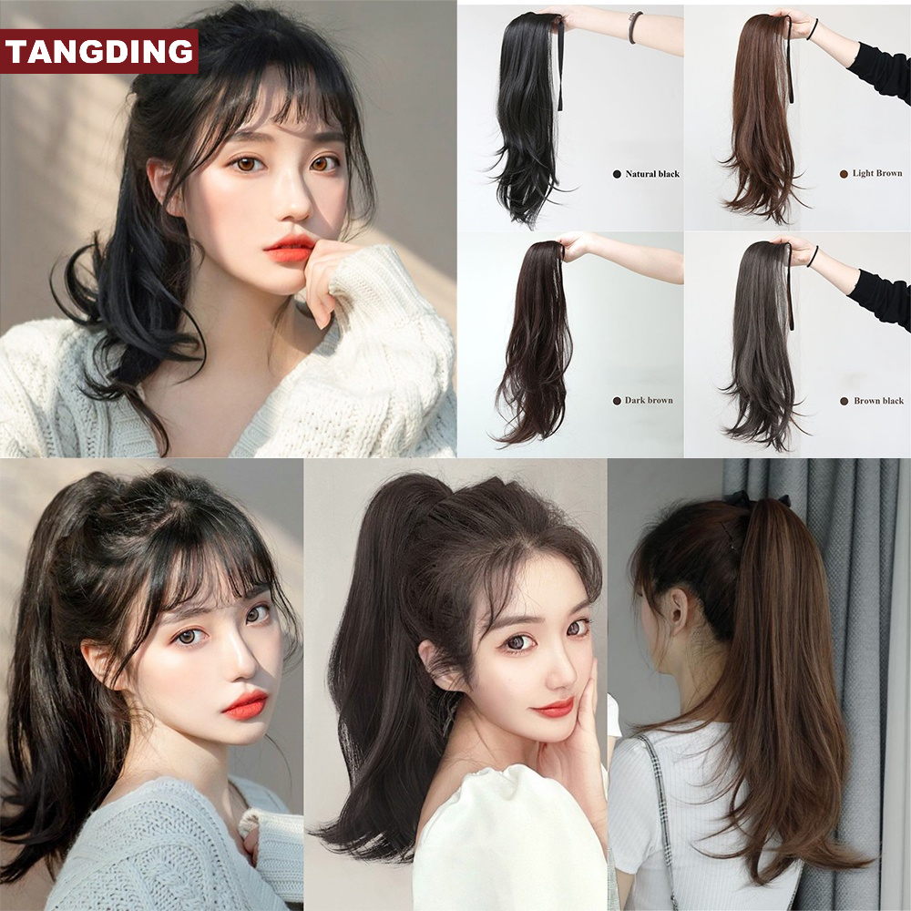 【COD Tangding】Wig Rambut Palsu Model Ponytail Keriting Panjang Natural Untuk Wanita