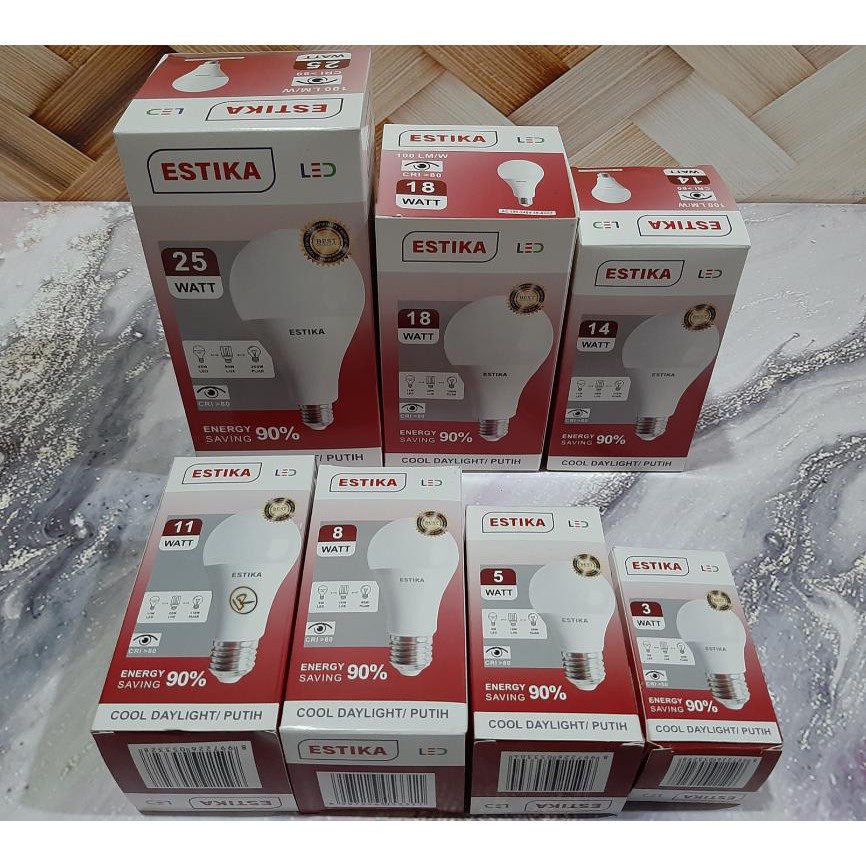 LAMPU LED BULB ESTIKA 11WATT 3W 5W 8W 14W 18W 25W BOHLAM HEMAT LISTRIK ORIGINAL BY VISICOM