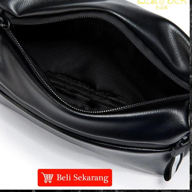 ♫ Waist Bag Kulit Pria Original Model Terbaru Warna Hitam Atau Tas Slempang Kulit Cowok Distro Impor