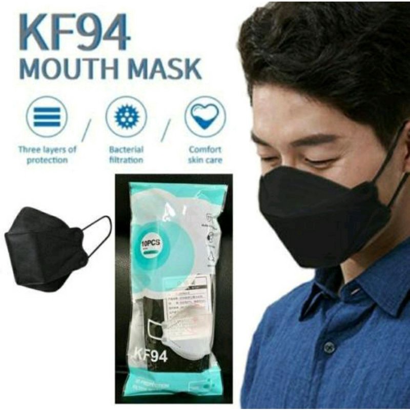 KF94 Masker Korea / Masker Dewasa KF94 / KF 94 Hitam 1 pack isi 10 pcs