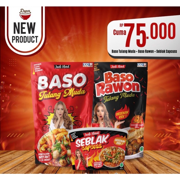 

Mix 3 Item Baso Rawon, Baso Pedas Tulang Muda dan Seblak Capcuss Jenk - BARU