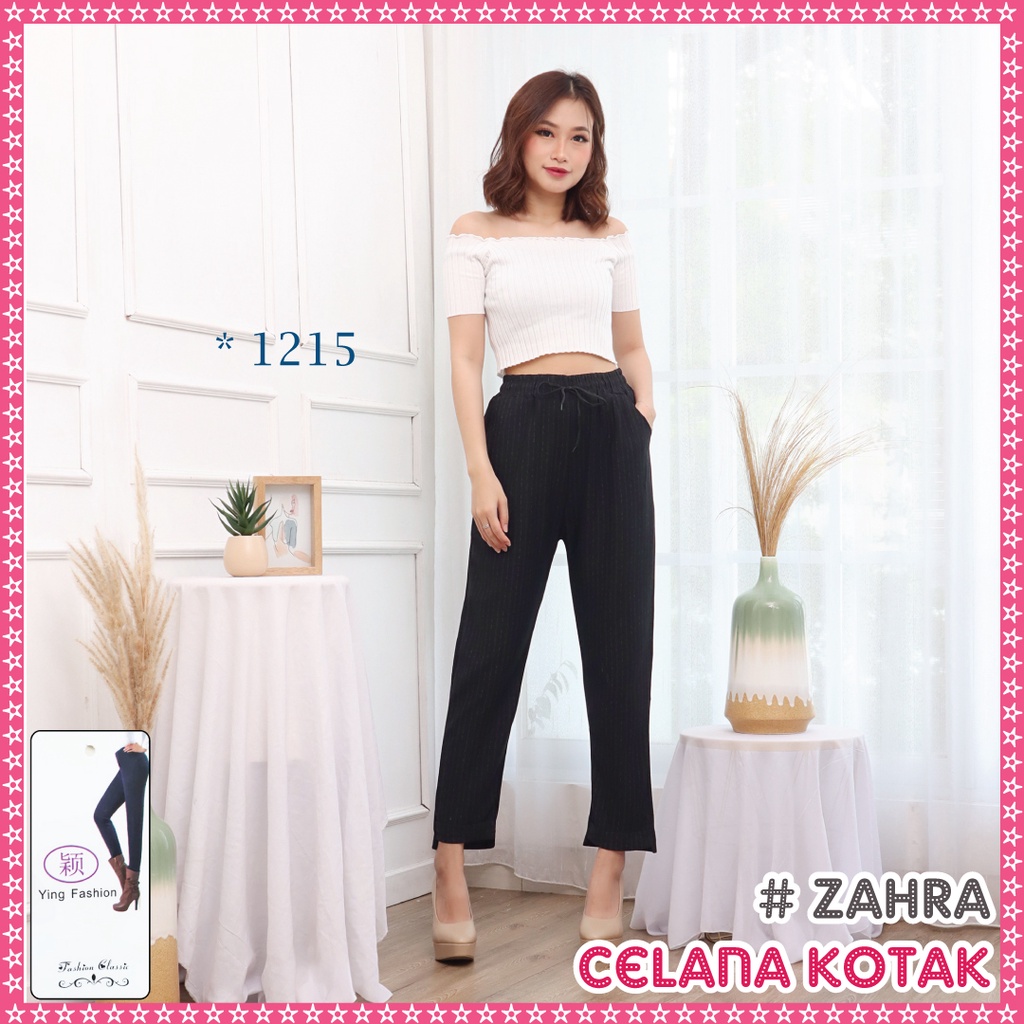 [GROSIR] Celana Bahan Zahra Import Terbaru / celana fashion wanita import / celana kotak wanita