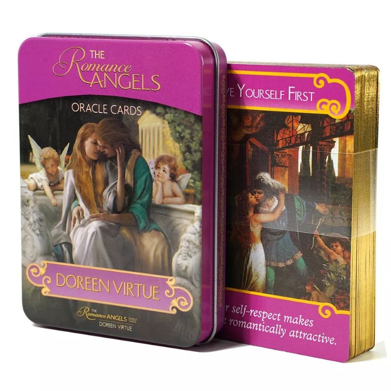 Romance Angels Oracle dengan Kotak Kaleng pinggiran Gold