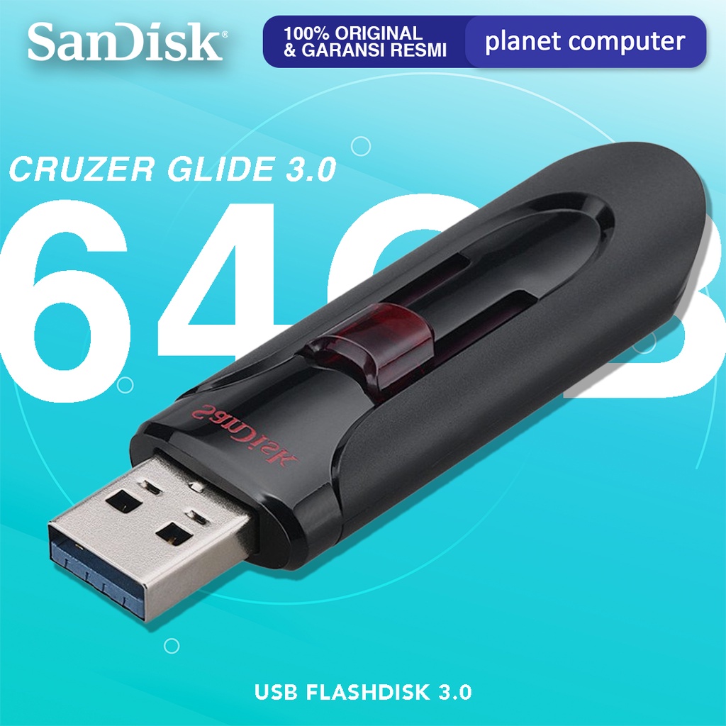 Flashdisk Sandisk Cruzer Glide 64GB 3.0 USB Flash Drive CZ600