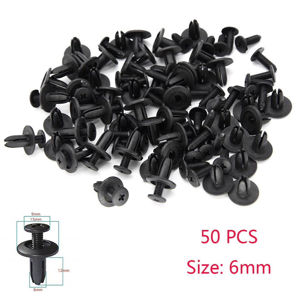 50pcs Klip Rivet Auto Bumper Fastener 8mm 6MM Lubang Rivet Penahan Dorong Penutup Mesin Lis Pintu Mobil Panel Klip Pengencang Untuk BMW toyota honda city jazz Perodua Myvi Viva Axia proton x70 Y15 R25 R15 RS150 LC135 NVX NMAX XMAX Vario VF3i RFS150