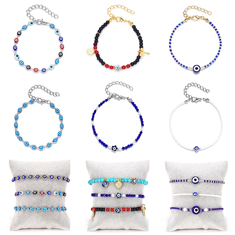 Manik-manik Padi Mata Biru Tenun Tangan Tali Tarik Adjustable Gelang Pria Dan Wanita Korea Fashion Perhiasan Hadiah Untuk Pria Dan Wanita Teman Aksesoris Terbaik Pabrik Grosir In Stock