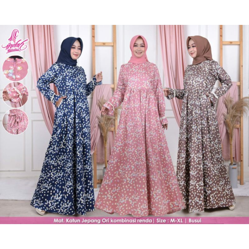 gamis indah collection katun jepang motif bunga