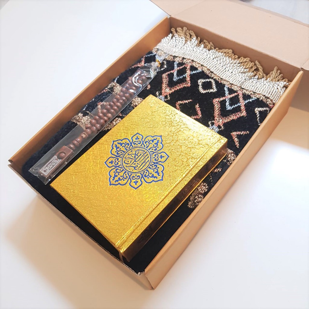 [BLTZQT] PAKET SOUVENIR SAJADAH LTZ1 + ALQURAN + TASBIH PACKING BOX JINJING KADO HADIAH HAMPERS KADO GURU