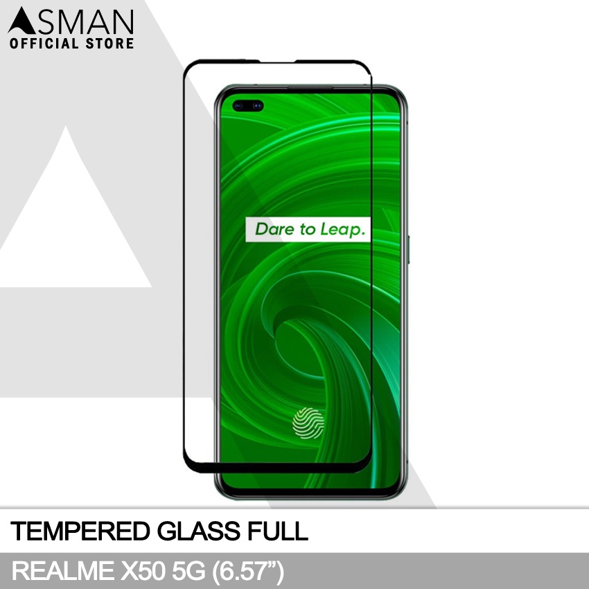 Tempered Glass Full Realme X50 5G (6.57&quot;) | Anti Gores Kaca - Hitam