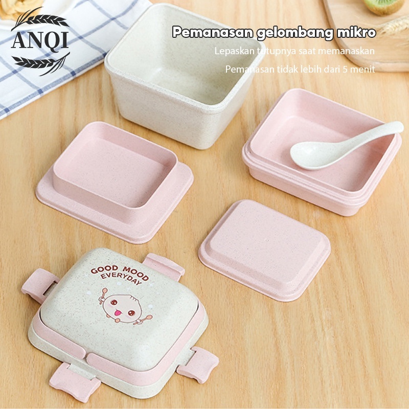 ANQI 1888 Lunch Box Kotak Bento Kotak Tempat ​Makan Lunch Box Set Bekal Free Sendok-Bpa free VS-208