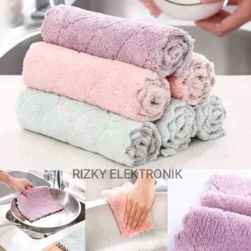 Kain Lap Meja Piring Gelas Microfiber Anti Minyak Air Debu Multifungsi