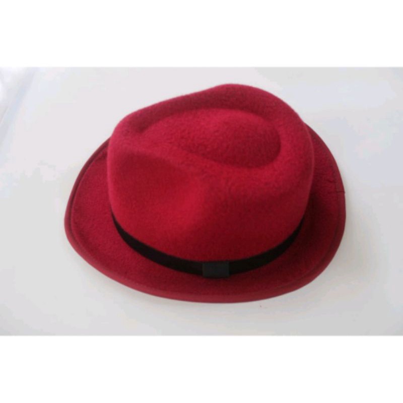 Topi Fedora Hat Maroon Fedora Hat Laken
