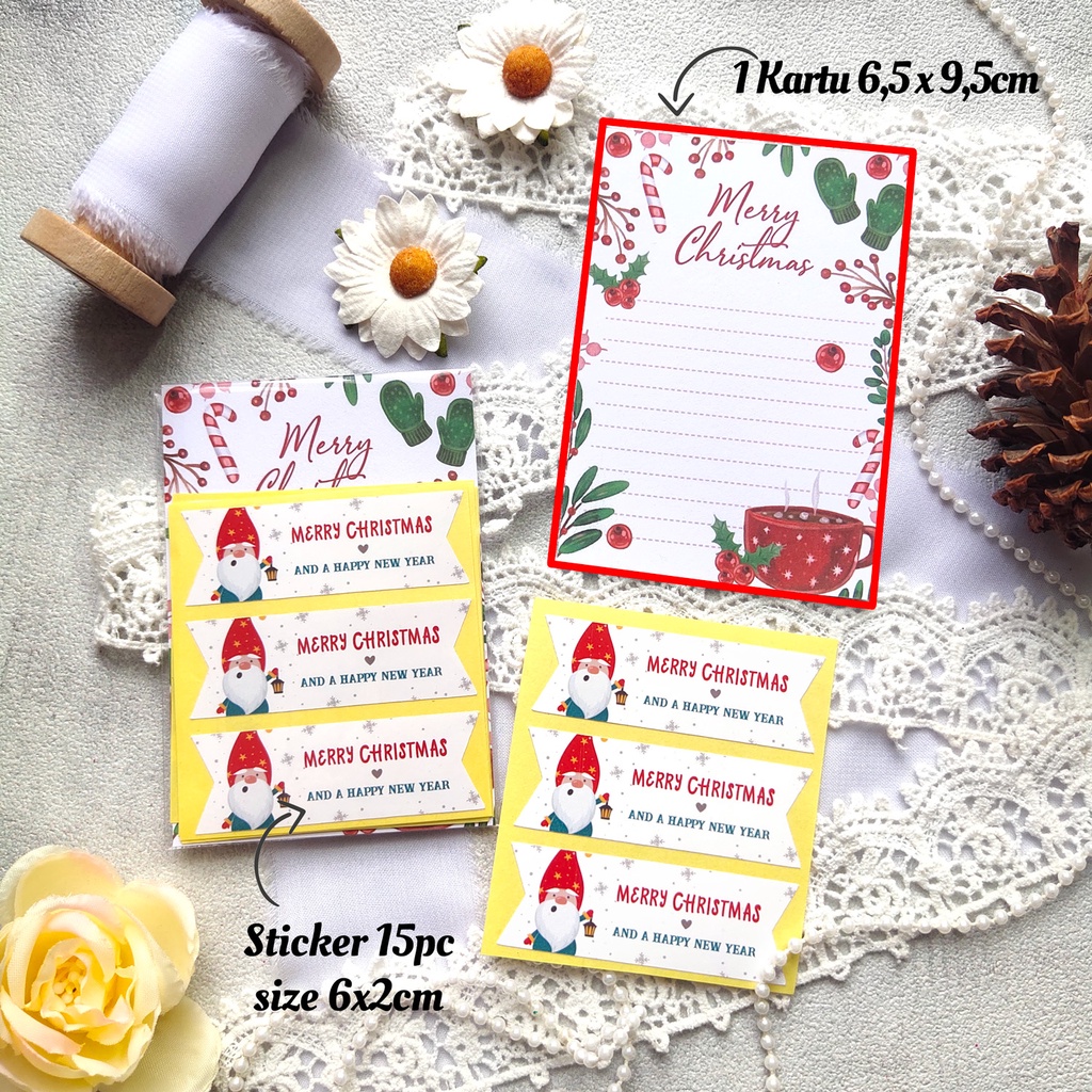 STICKER / STIKER RIBBON LUCU CUTE MEMPERCANTIK PAKET CHRISTMAS NATAL TAHUN BARU XMAS KRISTINI PACKAGING PACKING SEAL HAMPERS READY STOK