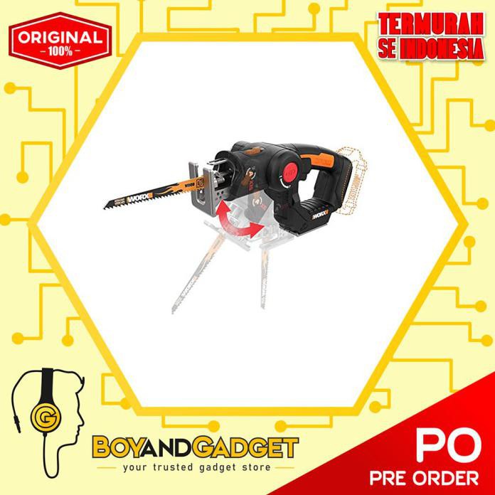 Gergaji Serbaguna Worx WX550L 20V Power Share Axis Cordless Hitam Oranye