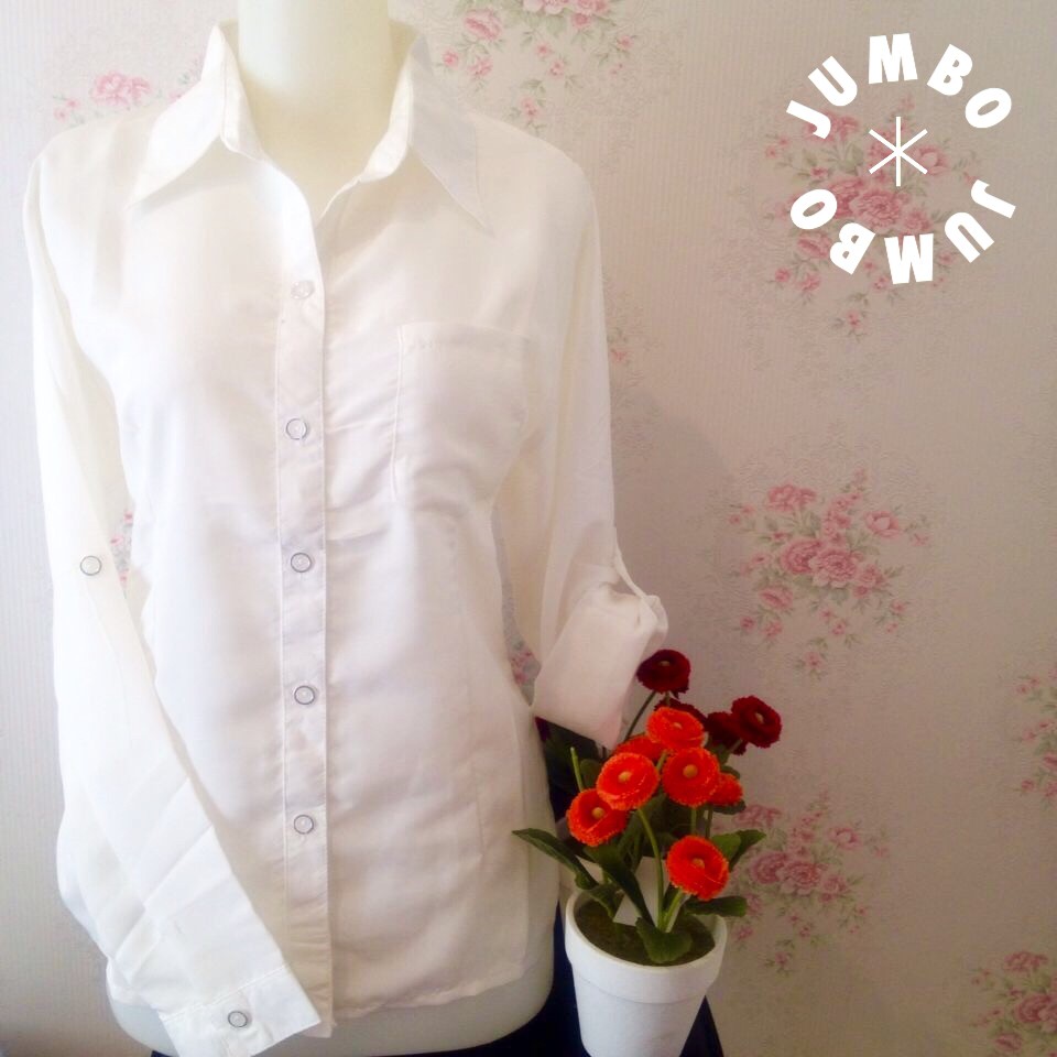 Blus Kerja Putih - Kemeja blus wanita Putih zara lembut kantong/saku 1 JUMBO