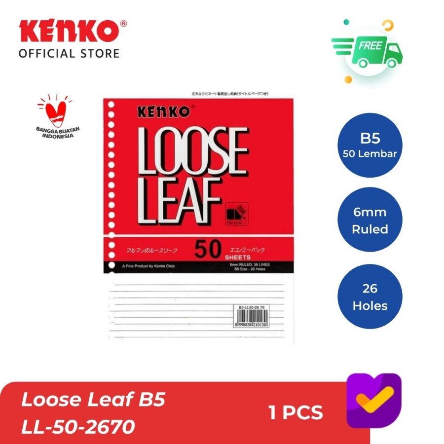 

Kenko Loose Leaf B5-LL 50-2670 (50 Sheet)