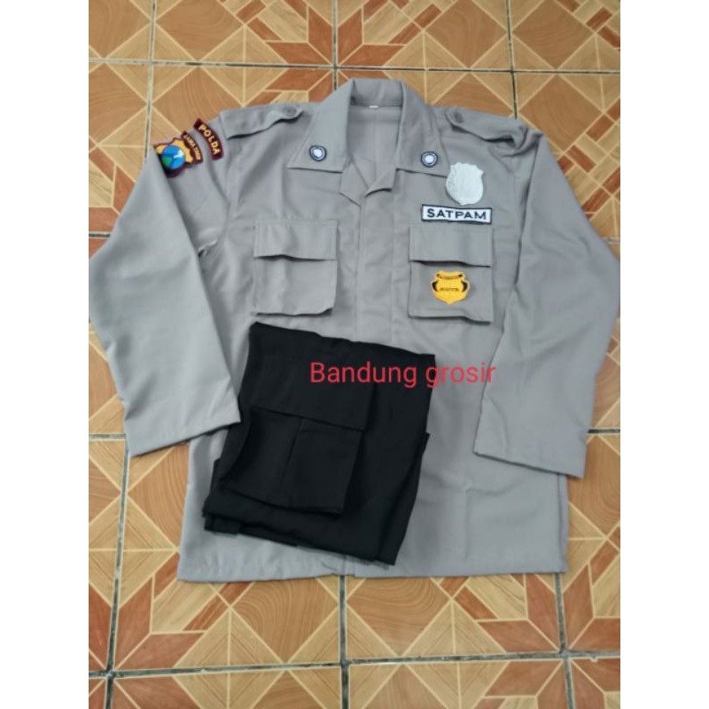 MO seragam PDL satpam coklat baru + atribut bordir Lengkap