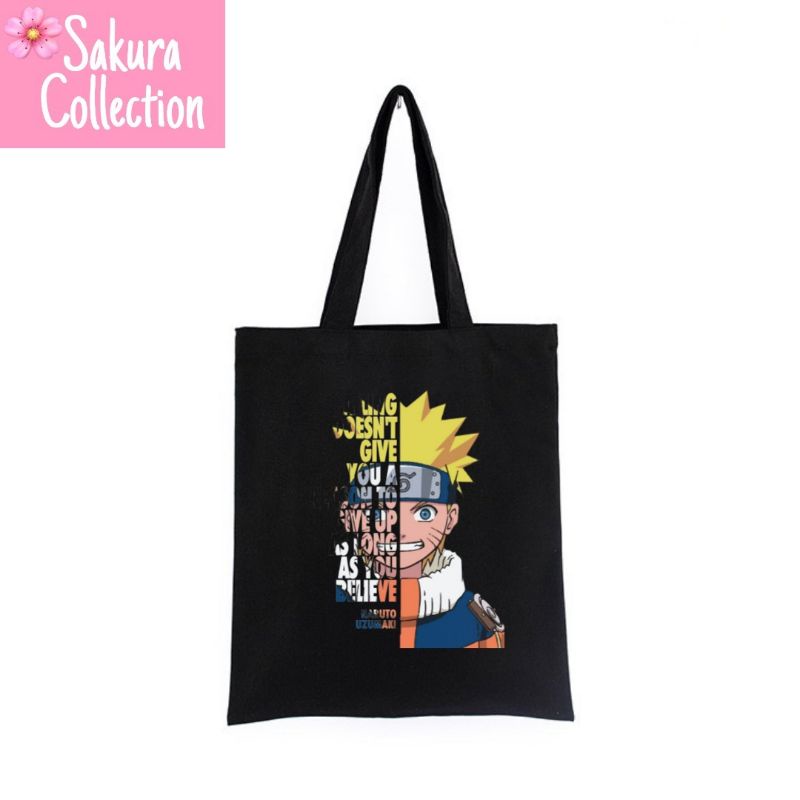 Tote Bag tas ANIME NARUTO BORUTO musik Heavy rock BAND metal tote bag resleting pria wanita tas sekolah / tas ngaji / tas kerja / tas belanja unisex canvas kekinian hitam/black tas jinjing/laptop fashion