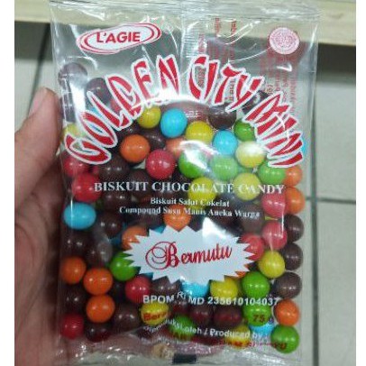 

L'AGIE Golden city mini chocolate balls 75 gr - coklat bulat isi biskuit - Lagie