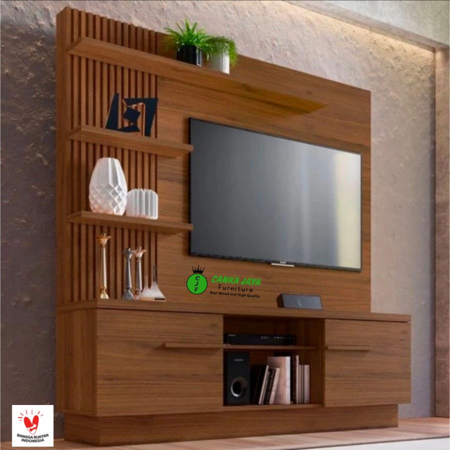 CANKA - Lemari Partisi Tv Ruang Tamu Penyimpanan Minimalis Jati Murah