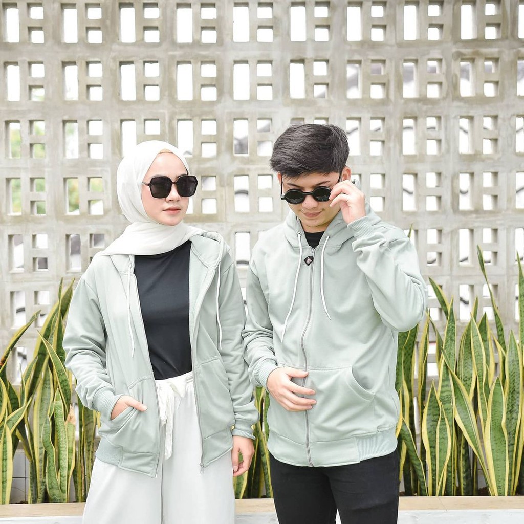 Sweater COUPLE POLOS HIJAU MINT ZIPER / Sweater POLOS COUPLE HIJAU MINT SLETING