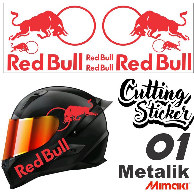 Sticker helm redbull set murah kyt tt course nfr stiker red bull cutting helm variasi metalik