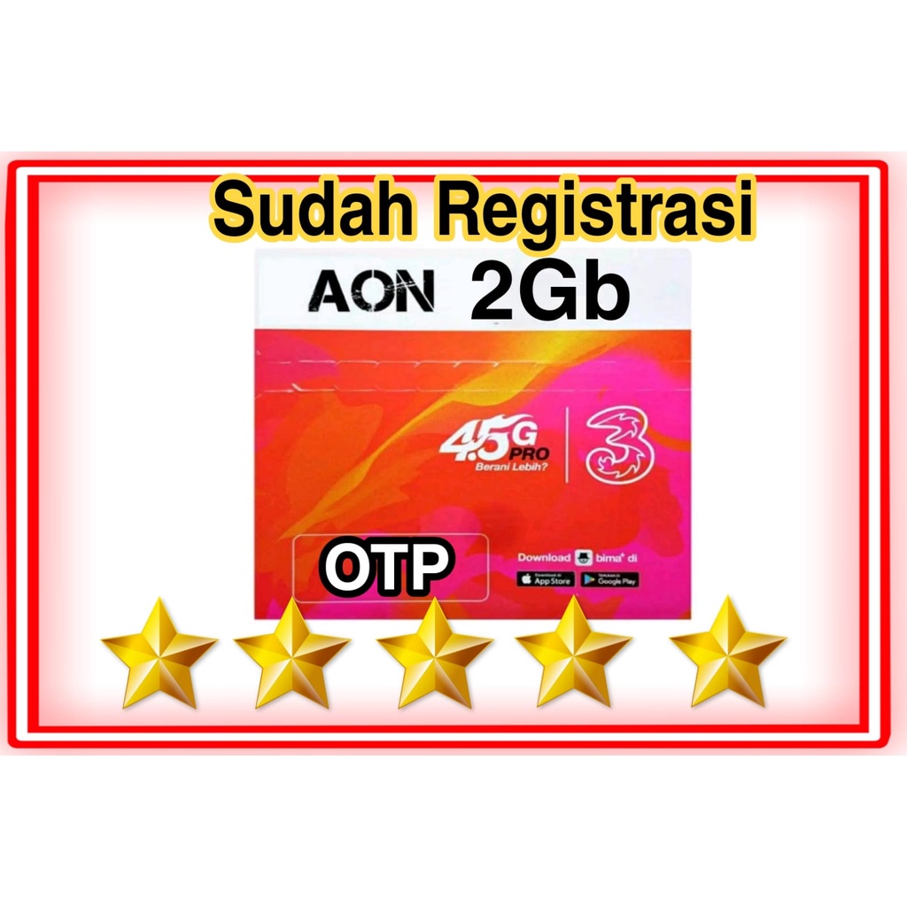 PERDANA KARTU TRI AON 2 GB sudah Registrasi tinggal pakai