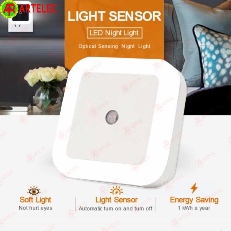 Lampu Tidur Sensor Cahaya Persegi Dekorasi Ruangan Night Light Bed