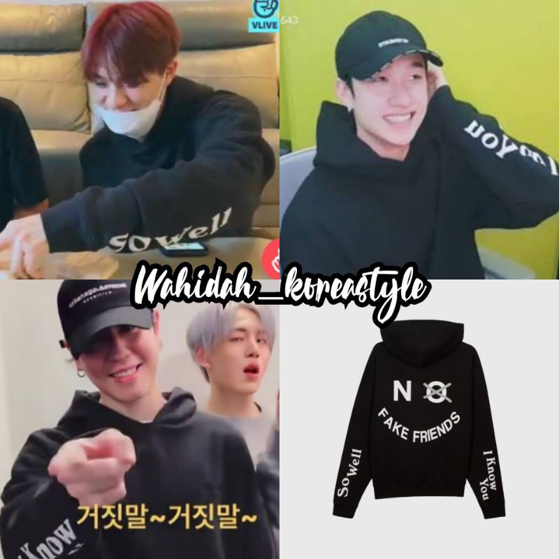 Jaket Hoodie Jeno NCT / Bangchan Straykids / Yugyeom GOT7  "No Fake Friends" Baju Idol Kpop Fashion
