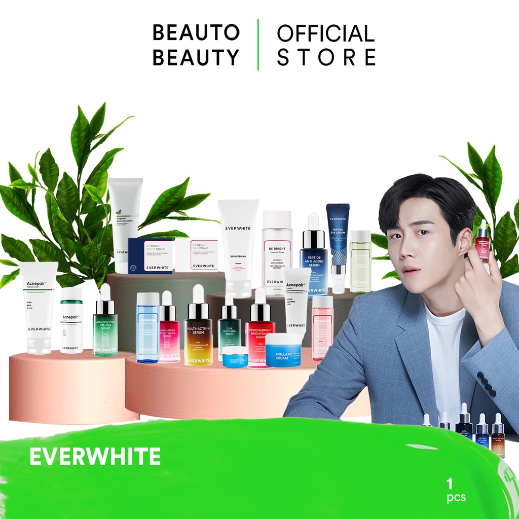 EVERWHITE / Indonesia Facial Wash Toner Essence Serum Day Night Peptide Eye Cream Gel Cica Acnepair