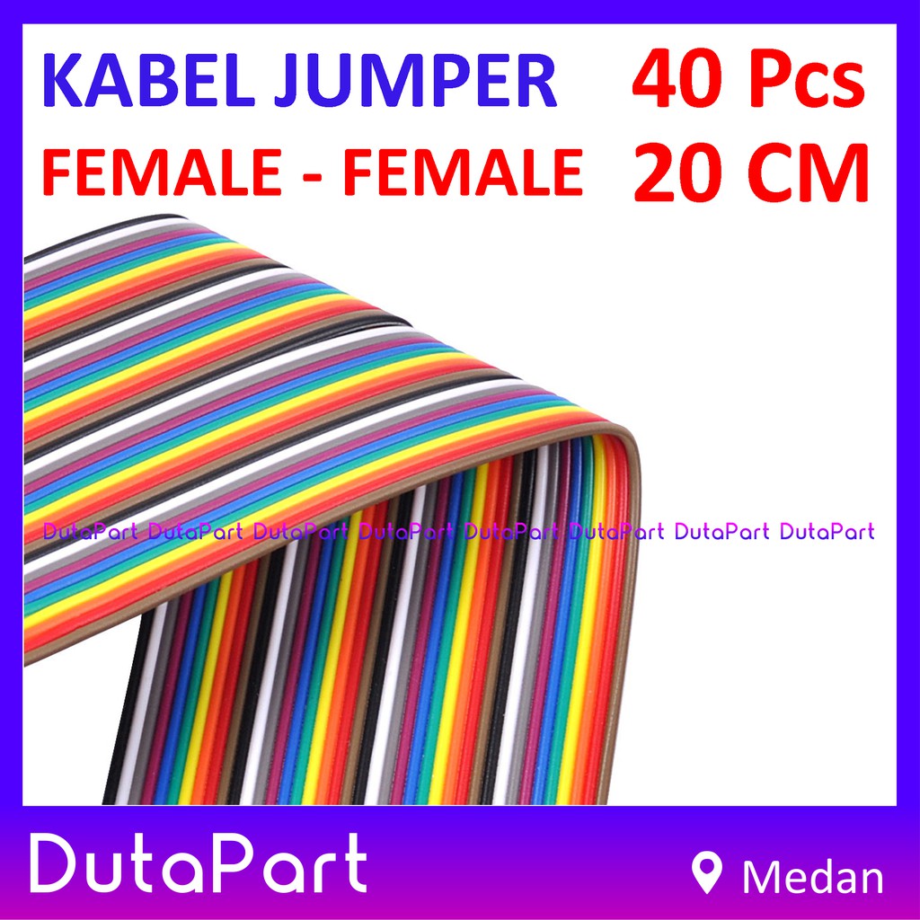 40Pcs Kabel Jumper 20cm FEMALE to FEMALE Dupont Cable Wire Pelangi