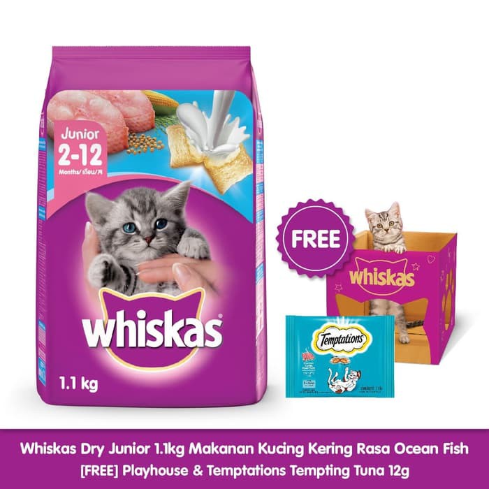 Whiskas Dry Junior 1 1kg Makanan Kucing Kering Rasa Ocean Fish