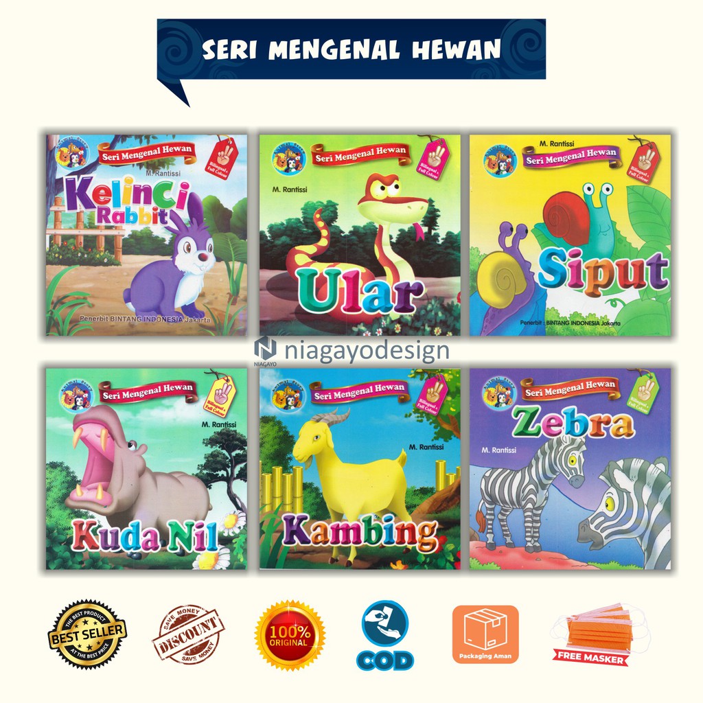 Buku Anak / Buku Mengenal Hewan Seri Bilingual & Full Color Mengenal Hewan Kelinci Ular Siput Kuda N