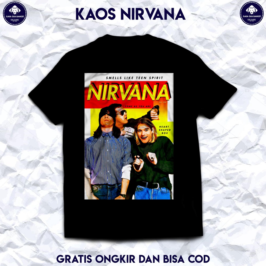 Nirvana Kaos Baju Band Musik Rock Original. T Shirt Musik Band Nirvana Original.