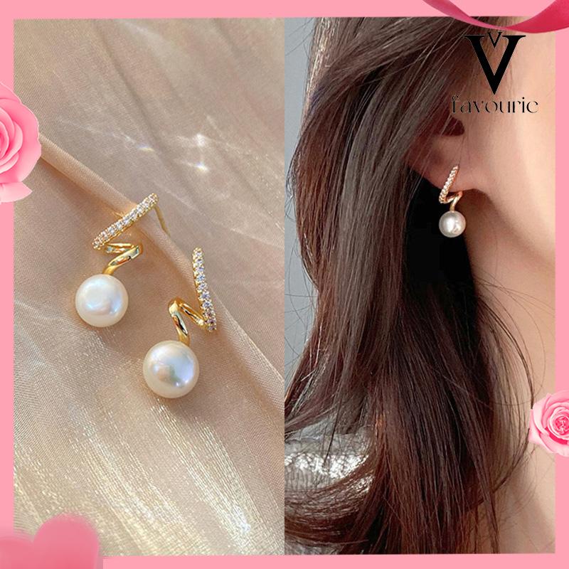 [COD]925 Perak Jarum Ikan Korea Ekor Mutiara 2021 Baru Trendi Elegan Fashion Stud Earrings-FA