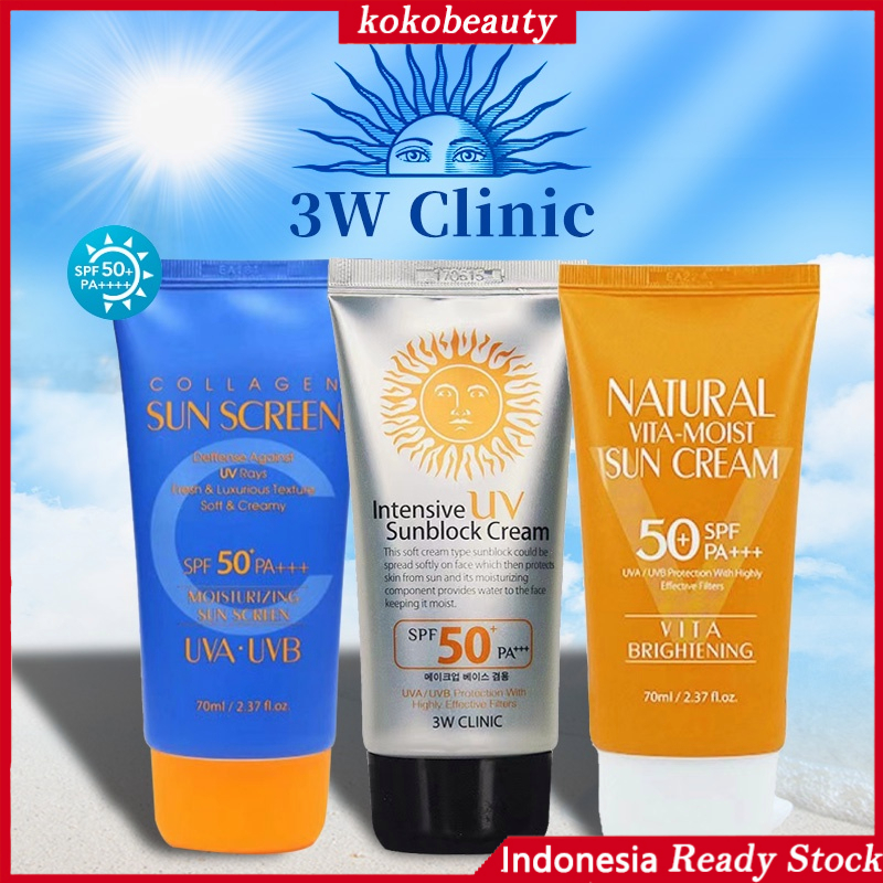 3W Clinic Intensive UV Sunblock Cream SPF 50+ PA+++ 70ml Sunscreen Sun Cream Korea Sun Block ORI HOT