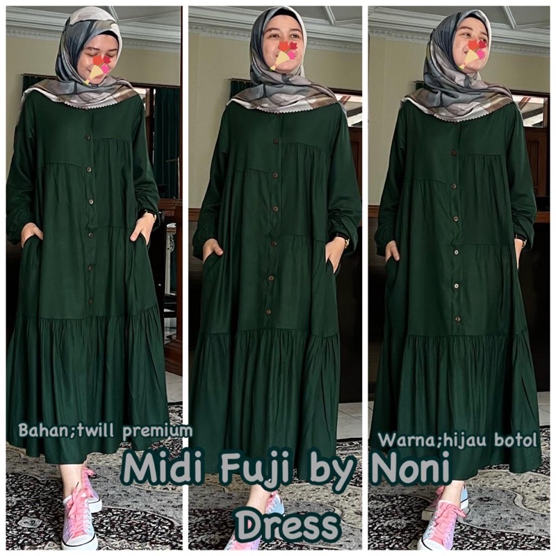 Daster Arab Noni FUJI Midi Dress Flowy Premium Twill